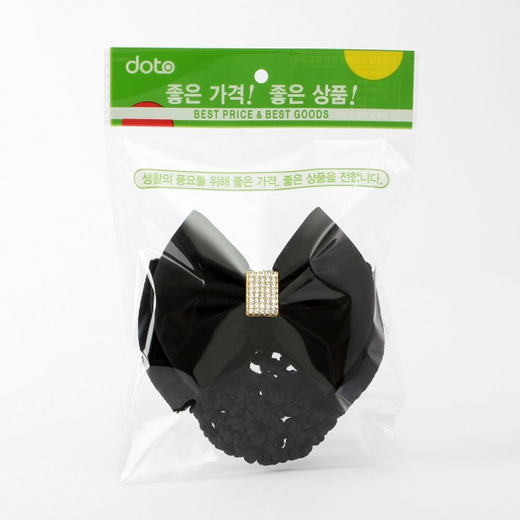 사각큐빅 리본 헤어망(블랙)