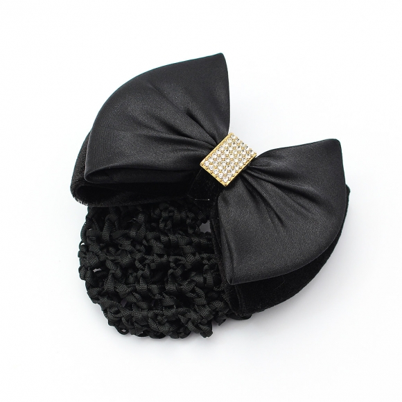 사각큐빅 리본 헤어망(블랙)