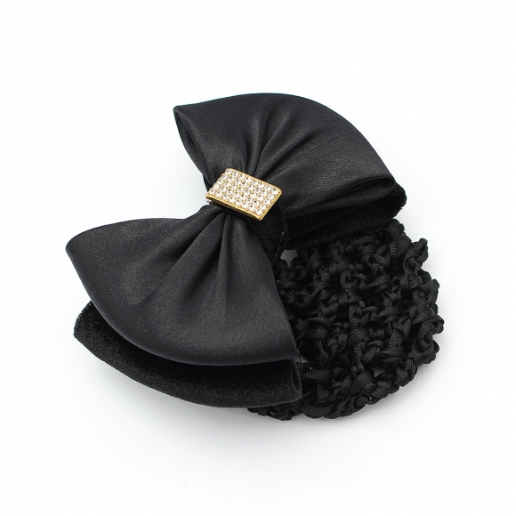 사각큐빅 리본 헤어망(블랙)