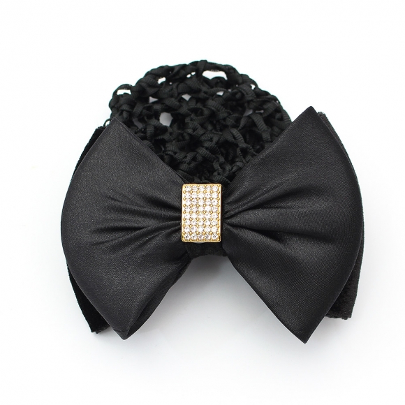 사각큐빅 리본 헤어망(블랙)