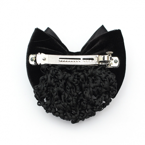 사각큐빅 리본 헤어망(블랙)