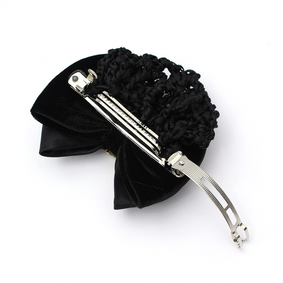 사각큐빅 리본 헤어망(블랙)