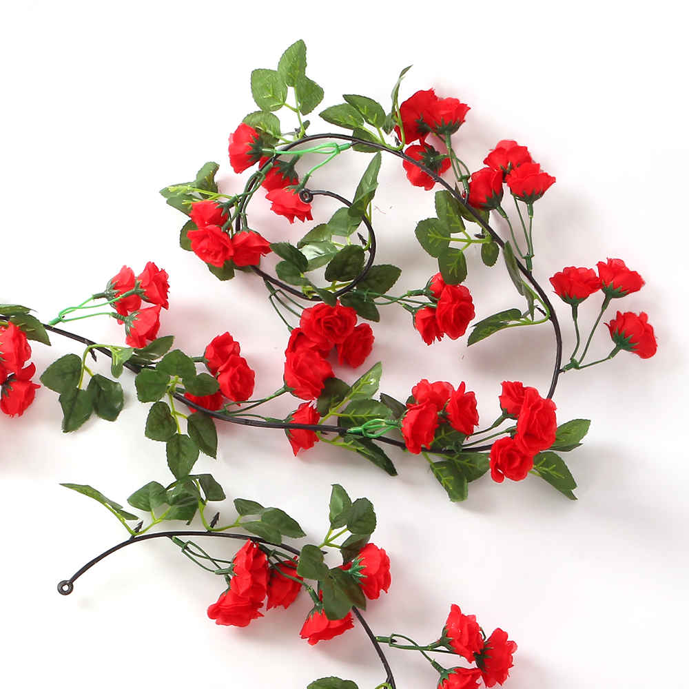 Oce 꽃세송이 조화 장미 넝쿨 빨간색 덩굴 인테리어 테이블 조화꽃 조경 벽걸이덩쿨 잎사귀