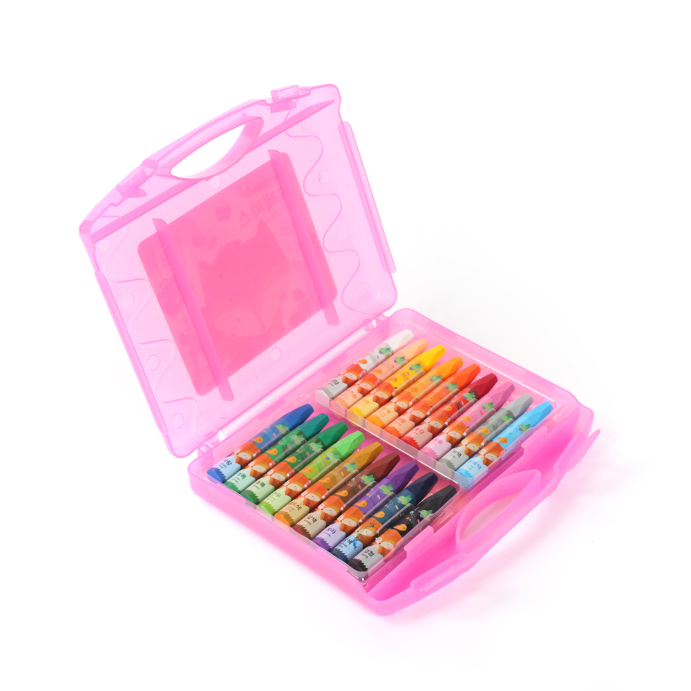 어린인 18색 크레파스 핑크 미술도구 어린이 색칠 도구 크래용