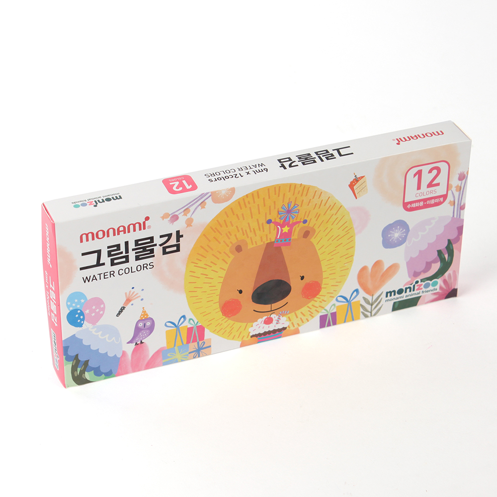 워터컬러 수채화 물감 12색 6ml 핑크 컬러 페인트 키즈 페인트 칼라 페인팅