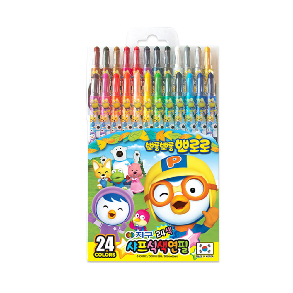 Oce 뽀로로 샤프식 미술 색연필 24색 색칠하기 놀이 크래파스 칼라 연필