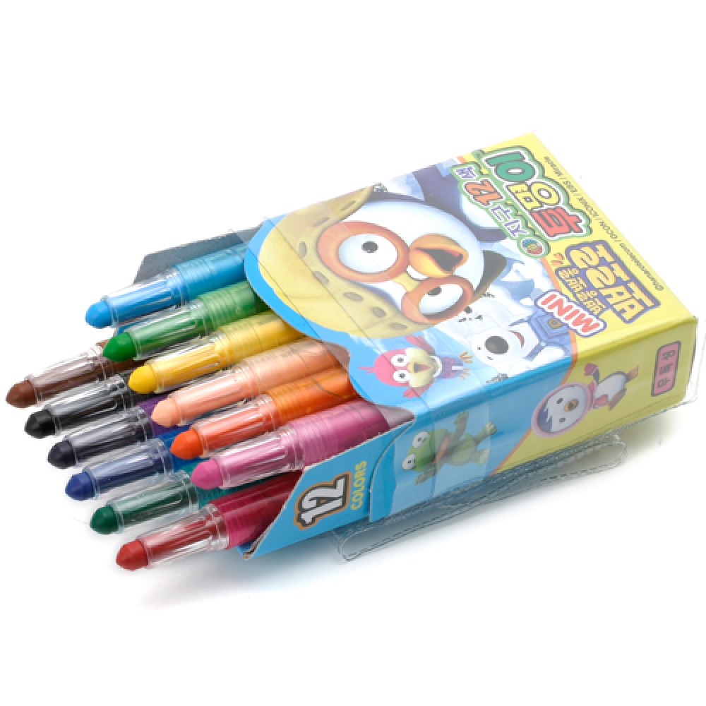 뽀로로 샤프식 미니 색연필 12색 컬러 펜슬 얇은 크레파스 나무 색연필