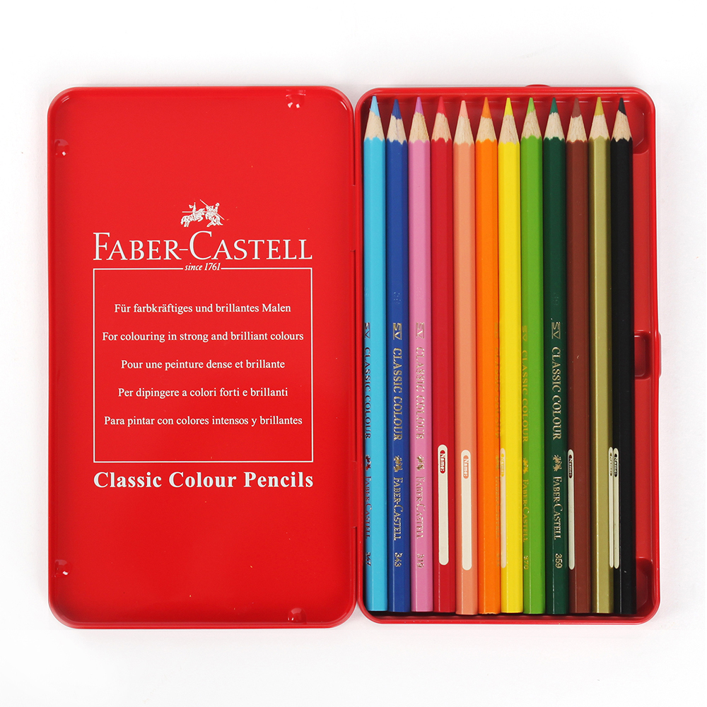 Oce 잘지워지는 12색 수채 색연필 틴케이스 칼라 연필 크래파스 그림 펜슬