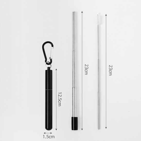 길이조절 휴대용 스텐 빨대(23cm) (블랙)