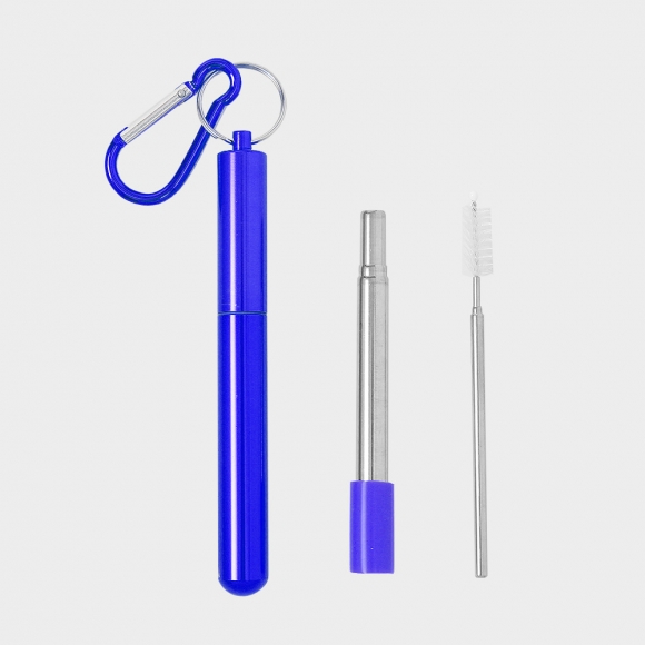 길이조절 휴대용 스텐 빨대(23cm) (블루)
