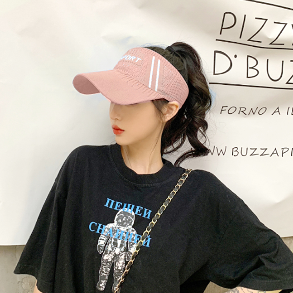 Oce 여성 자외선 차단 밴딩 썬캡 조깅 모자 핑크 운동창챙모자 운전자햇빛차단 야구장등산썬햇