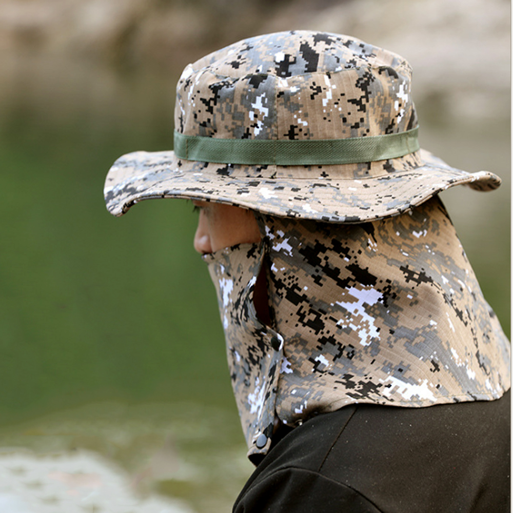 Oce 똑딱이 햇빛차단 작업모 넥커버 마스크 모자 여름 귀달이 모자 밀리터리 정글 썬캡