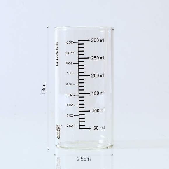 [로하티]눈금패턴 내열 유리컵(350ml) (블랙)
