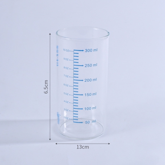[로하티]눈금패턴 내열 유리컵(350ml) (블루)