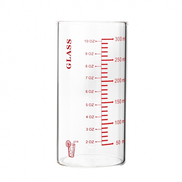 [로하티]눈금패턴 내열 유리컵(350ml) (레드)