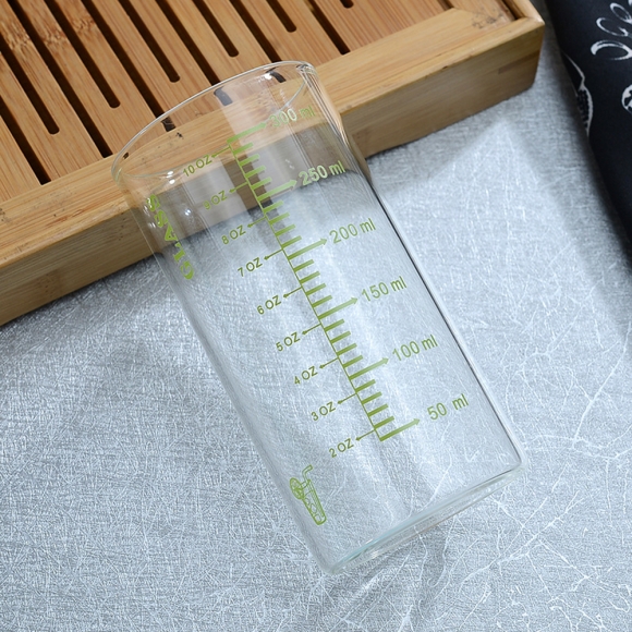 [로하티]눈금패턴 내열 유리컵(350ml) (그린)