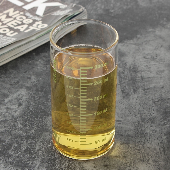 [로하티]눈금패턴 내열 유리컵(350ml) (그린)