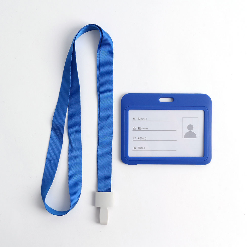 Oce ID 카드 목걸이 명찰 신분증 하드 케이스 양면 가로 블루 회원비표 신분증지갑 사원증목줄