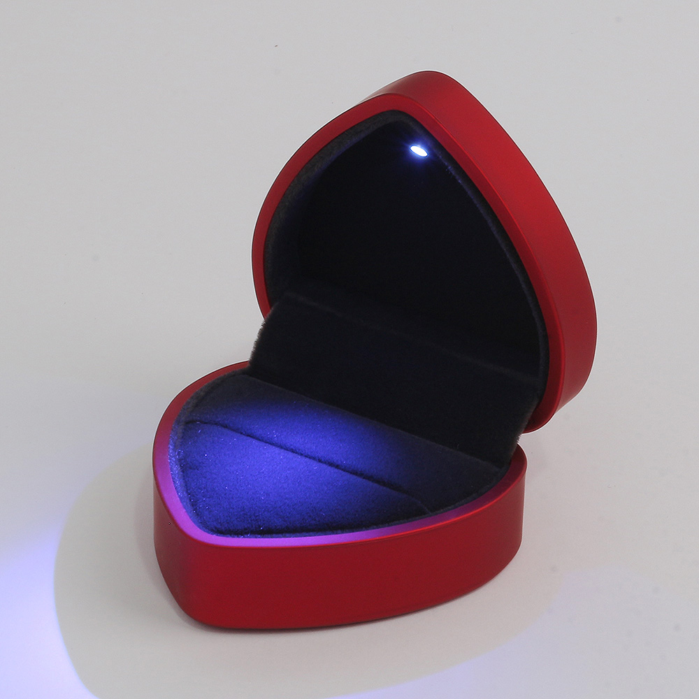 Oce LED 반지 케이스 조명 보석함-하트 액세서리 전구 진열대 결혼 반지 보관함 프로포즈 보석 포장