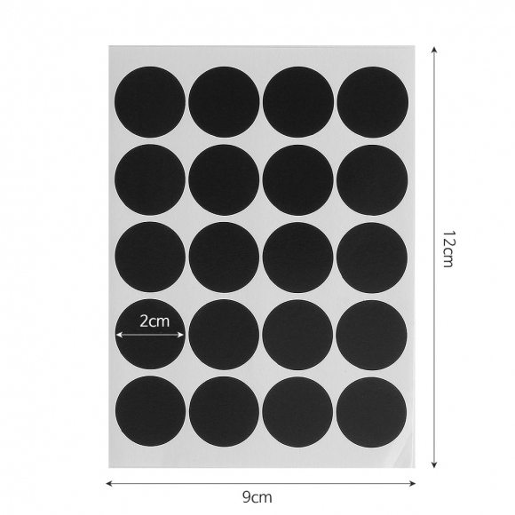 20mm 컬러 원형 스티커 12매세트(블랙)