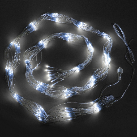 [은하수] 200구 투명선 LED 그물네트 백색 지니전구(1x2M) (전원잭포함) (연결가능)
