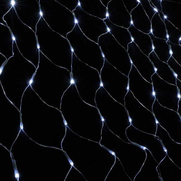 [은하수] 200구 투명선 LED 그물네트 백색 지니전구(1x2M) (전원잭포함) (연결가능)