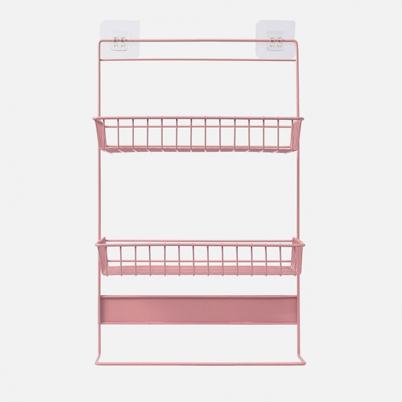냉장고걸이 2단 스틸 수납선반(핑크)