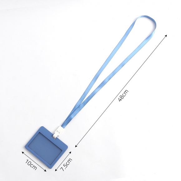 플립 가로형 사원증 케이스+목걸이줄(블루)