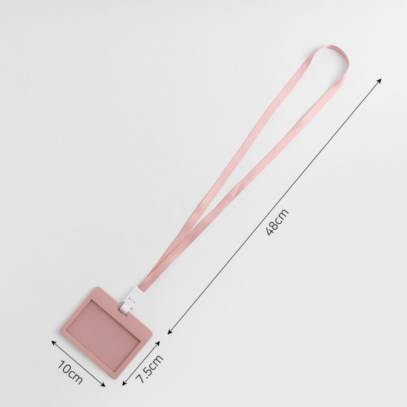 플립 가로형 사원증 케이스+목걸이줄(핑크)