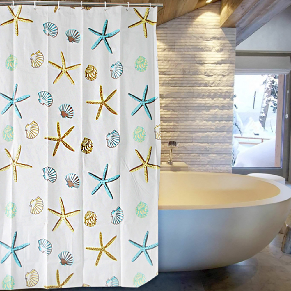 Oce 귀여운 방수 목욕 커튼 150x180 비닐 링 커튼 욕실커텐 화장실 가리개