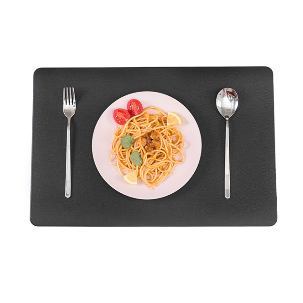 Oce 논슬립 가죽 식탁 깔개 방수 테이블 매트 블랙 식판 수저 받침 식사 데코 키친 러너