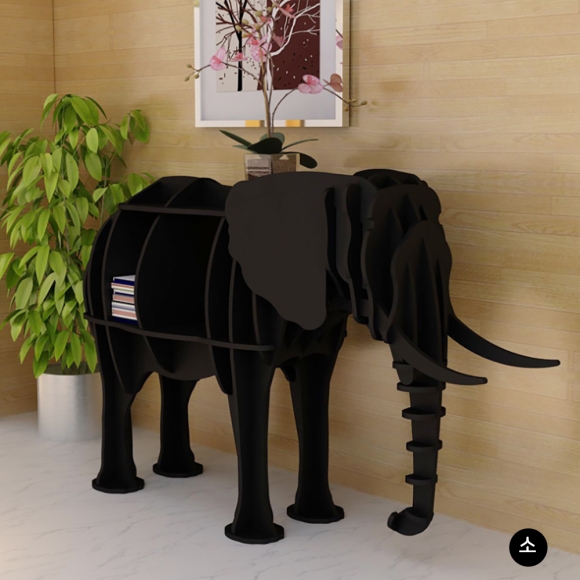 DIY 코끼리 동물모형 선반 책장(소)(블랙)