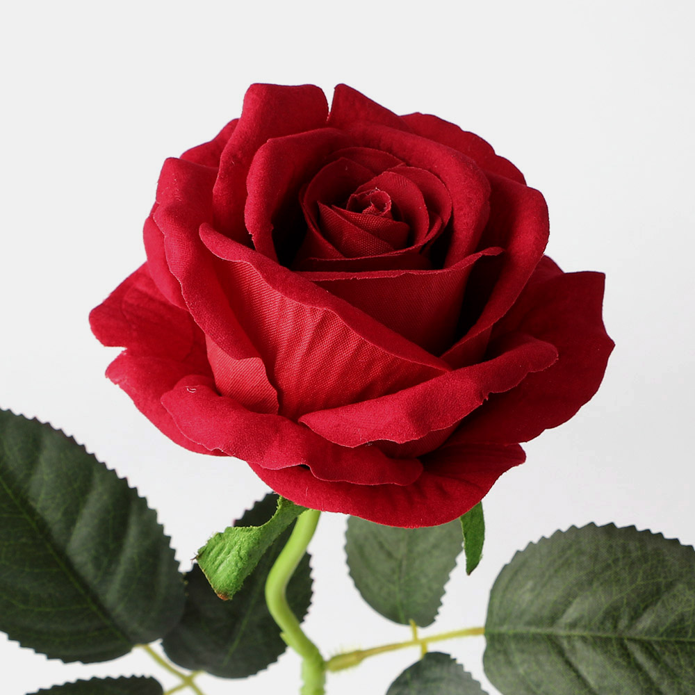 Oce 예쁜 조화꽃 한송이 벨벳 로즈 빨간 장미 인테리어조화꽃 신부부케꽂 플라스틱플라워