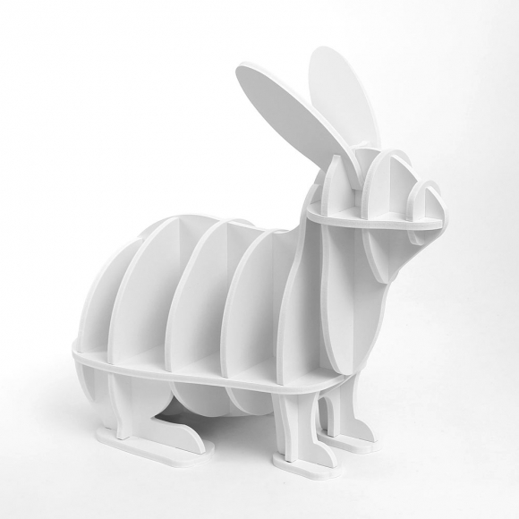 DIY 토끼 동물모형 선반 책장(53x48cm) (화이트)
