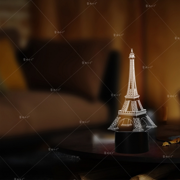 (해외직구)3D 입체 아크릴 무드등 무드 조명 다색(에펠탑)