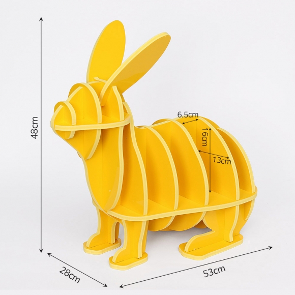DIY 토끼 동물모형 선반 책장(53x48cm) (옐로우)