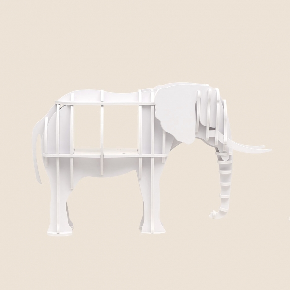 DIY 코끼리 동물모형 선반 책장(80x50cm) (화이트)
