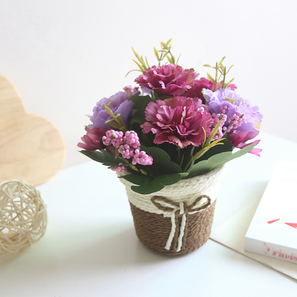 Oce 보라 카네이션 조화꽃 화분 플라스틱 플라워 퍼플 플라워 식물 테이블 거실 데코