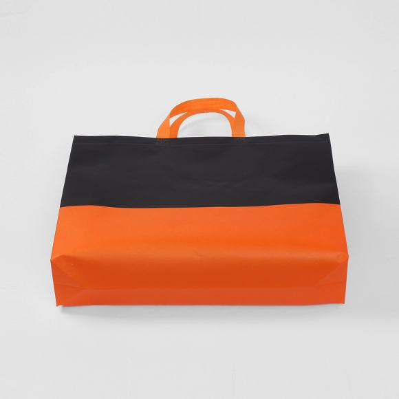 투톤 컬러 부직포 가방 4p세트(44x33cm) (블랙+오렌지)