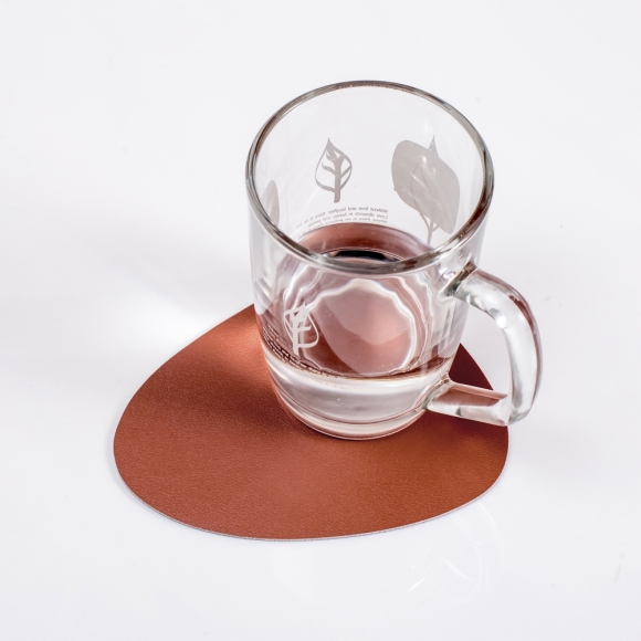 페블 양면 가죽 컵받침 4p세트(브라운+그레이)
