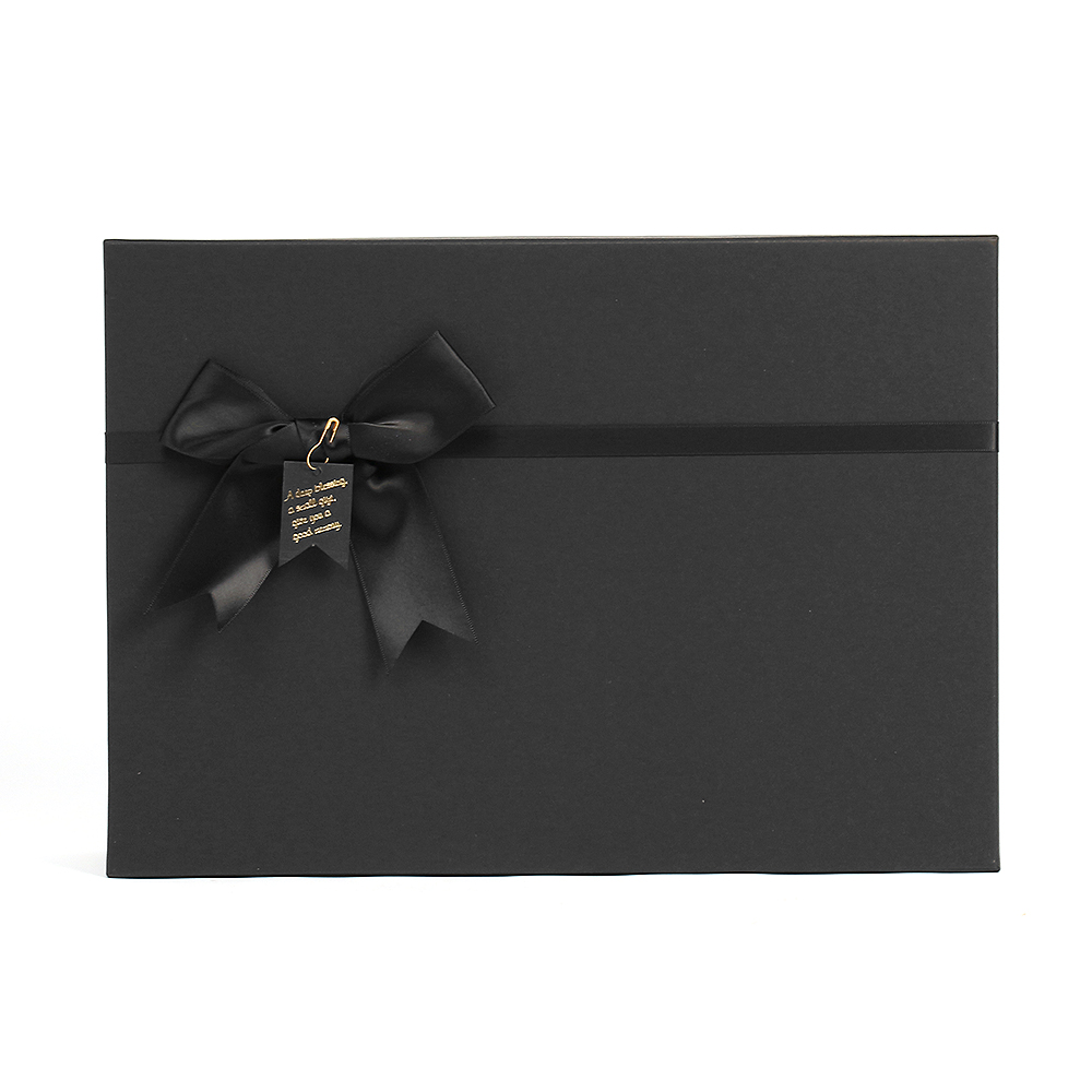 Oce 종이 블랙 상자 선물 리본 박스 35.5x25cm 크라프트  쇼핑백 포장 박스 예쁜 종이 포장 케이스
