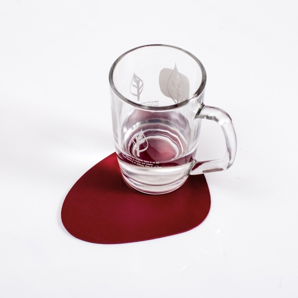 페블 양면 가죽 컵받침 4p세트(블랙+레드)