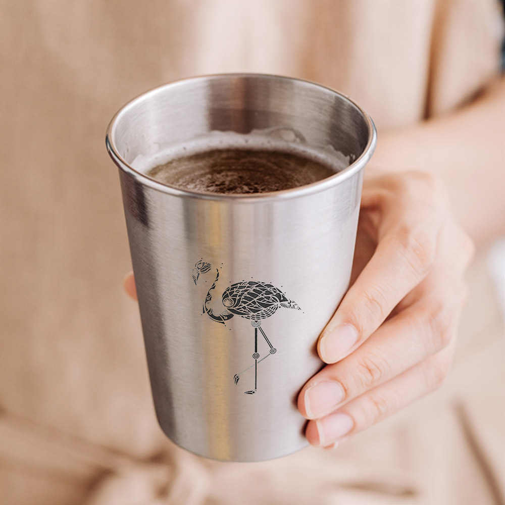 Oce 스텐 잔 안깨지는 컵 350ml 실버 야외 커피컵 워터 글래스 스텐레스 컵