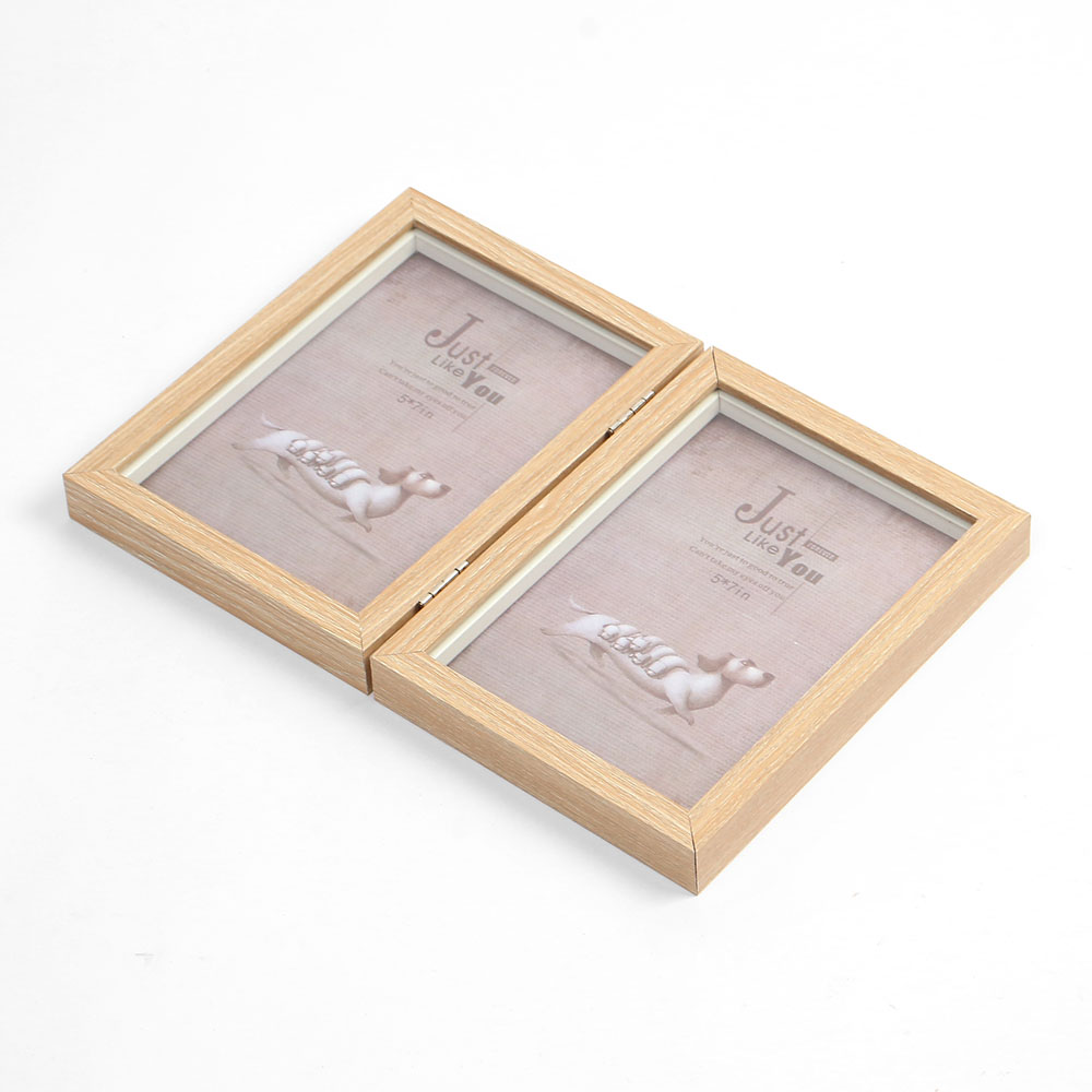 Oce 2단 접이식 스탠드 나무 사진 액자 (5X7) (내추럴) 포토 우드 프레임 데스크 소품 장식품