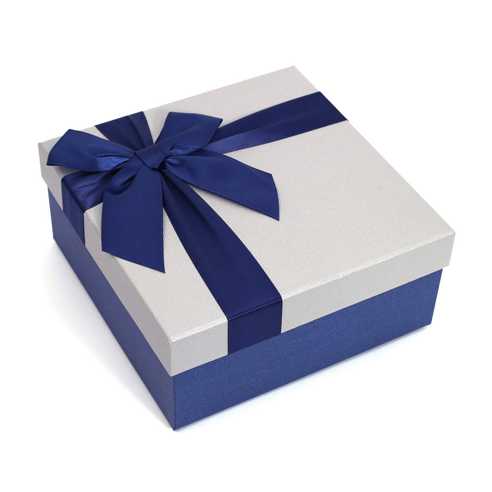 Oce 종이 선물 상자 공단 리본 박스 21x21cm 그레이 예쁜 종이 포장 케이스 gift box 페이퍼 패키징