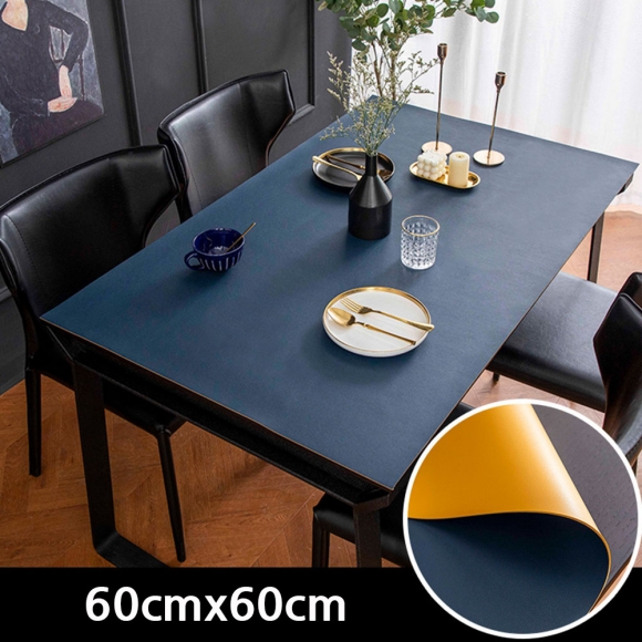 아멜린 양면 테이블 가죽매트(60x60cm) (블루&오렌지)