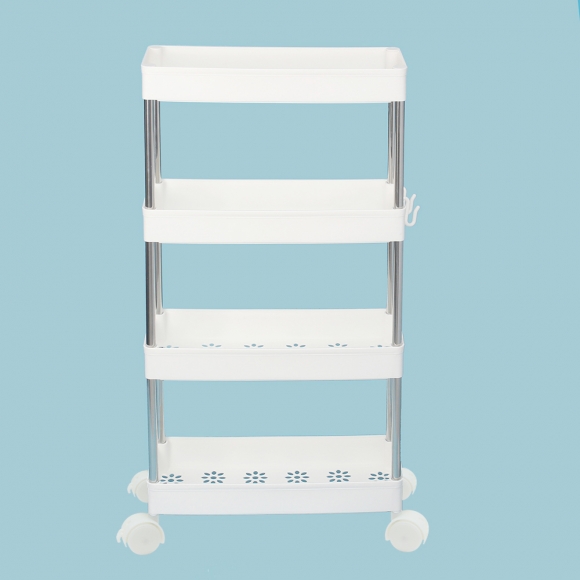 슬림 4단 이동식 틈새선반(폭14cm) (스틸봉)