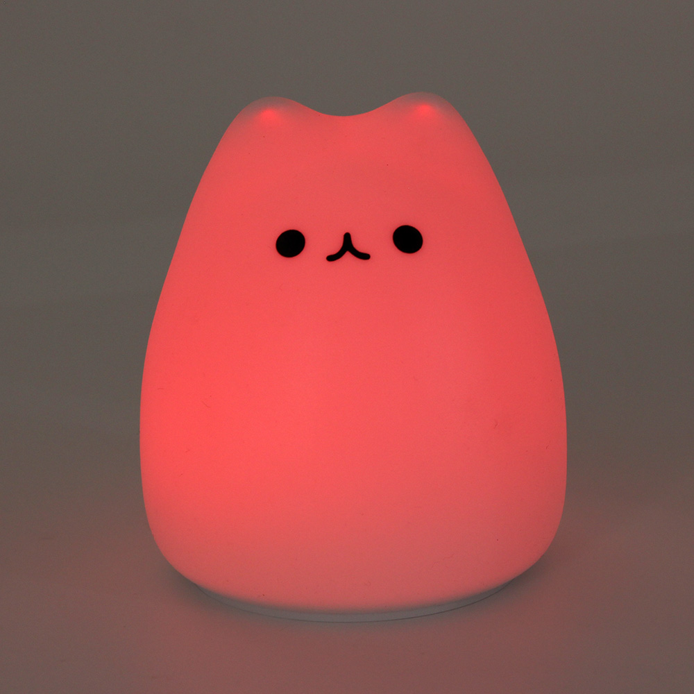 Oce 7color 무선 실리콘 귀여운 아이방 수면등 협탁 수면 수유 전등 말말말랑 고양이 인형 건전지 led