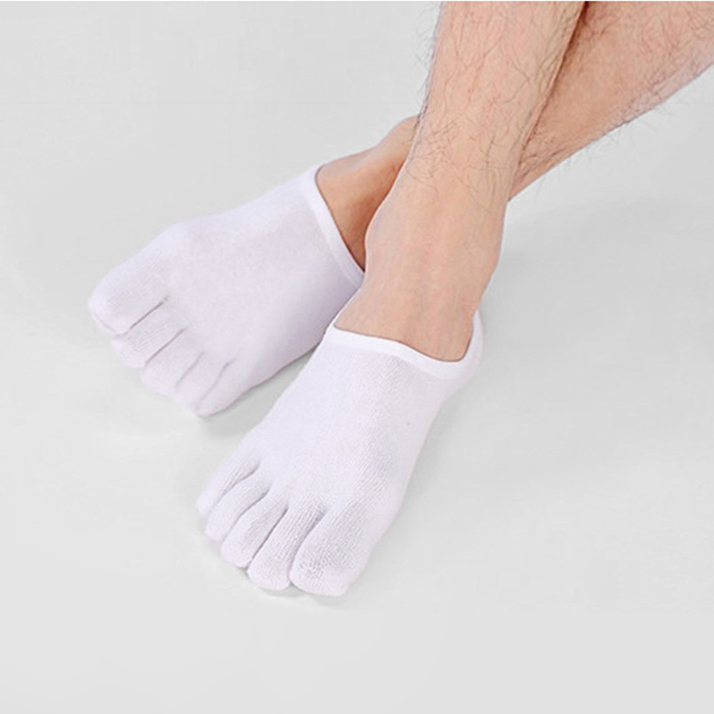 남성 발가락 양말 실리콘 순면 덧신 2켤레 화이트 룸삭스 거실화 슬립온 발등 양말