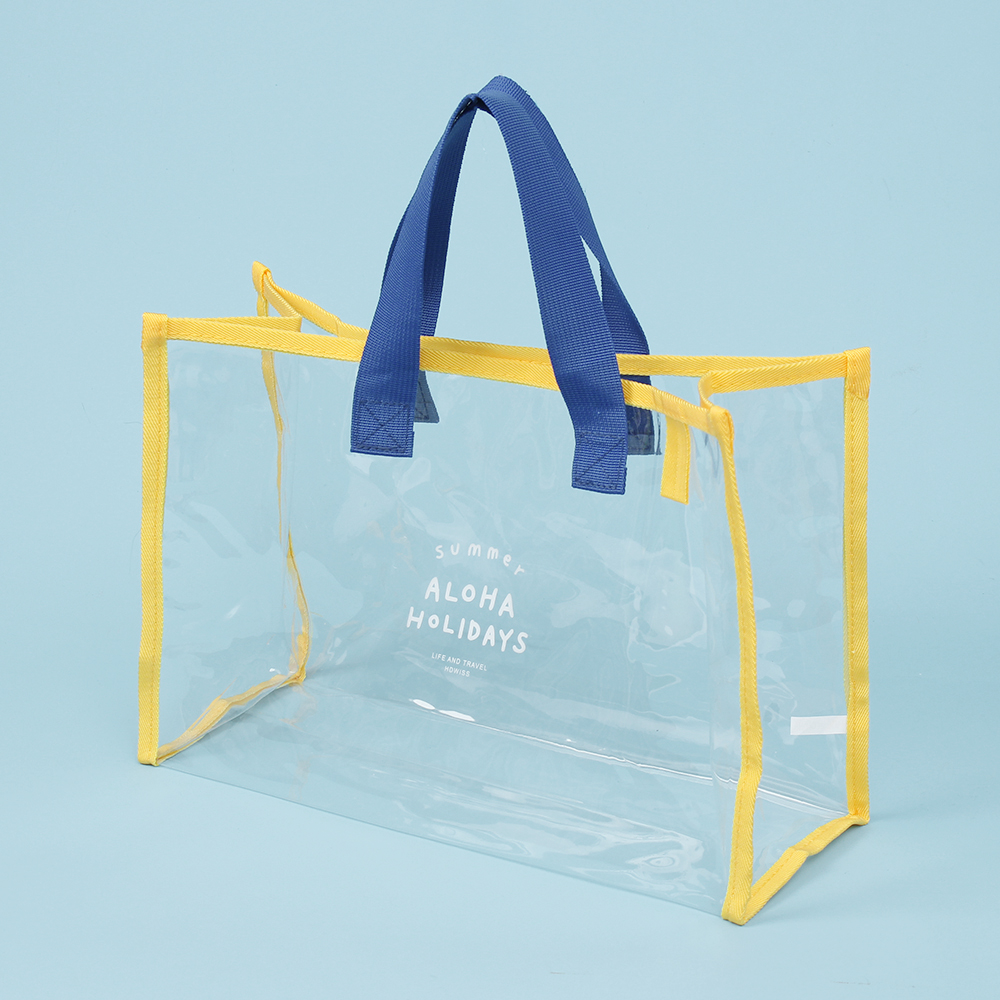 수영복 방수 바다 가방 투명 비치 토트백 옐로우블루 물놀이썸머가방 사각워시PVC백 PVC가방